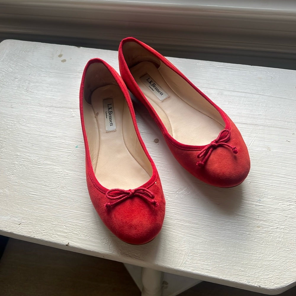L.K Bennett Suede Ballet Flats with Bow